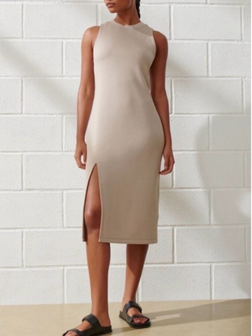 Abercrombie & Fitch Sleeveless Taupe Athletic YPB Midi Dress L